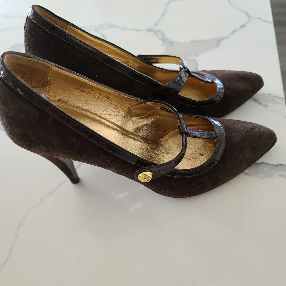 Brown Suede Coach Heels